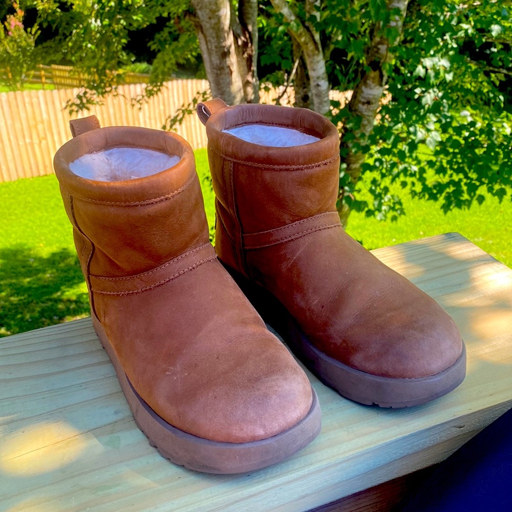 UGG Mini Waterproof Classic Chestnut Leather Boot